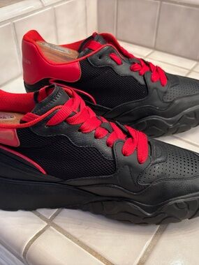 Alexander McQueen Black Sneakers with Red Accents
